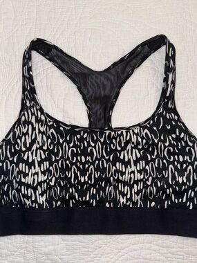 Victoria’s Secret Sport Bra Black White Racerback Medium Support Gym Size L